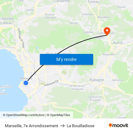 Marseille, 7e Arrondissement to La Bouilladisse map