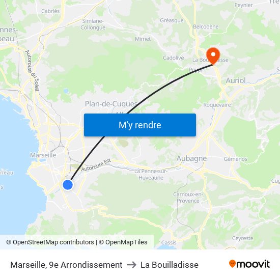 Marseille, 9e Arrondissement to La Bouilladisse map