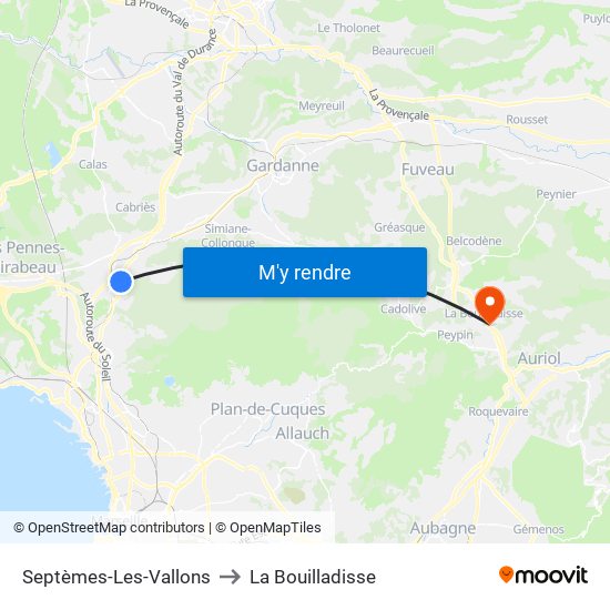 Septèmes-Les-Vallons to La Bouilladisse map