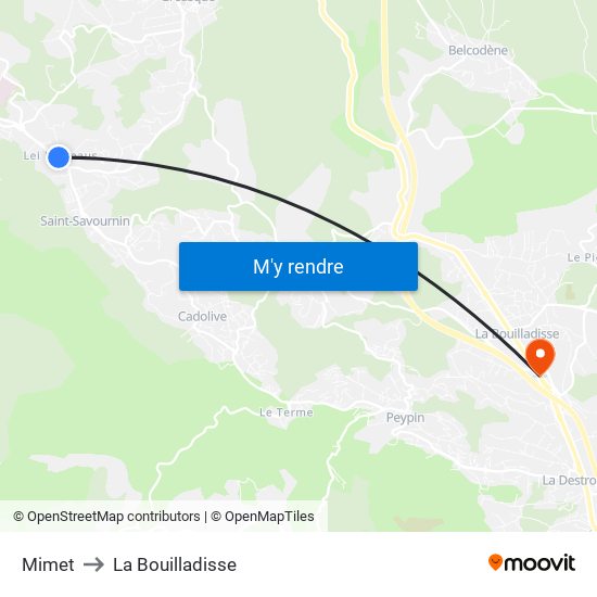 Mimet to La Bouilladisse map