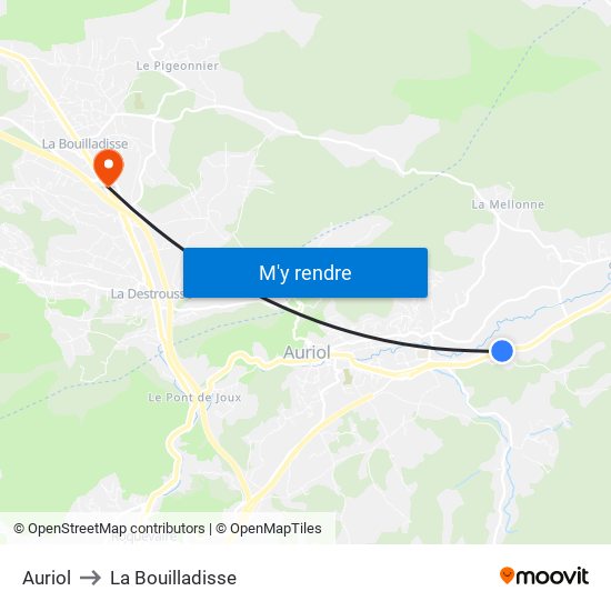 Auriol to La Bouilladisse map