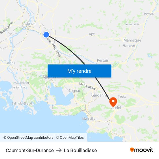 Caumont-Sur-Durance to La Bouilladisse map