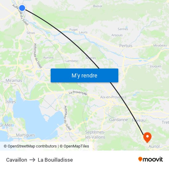 Cavaillon to La Bouilladisse map