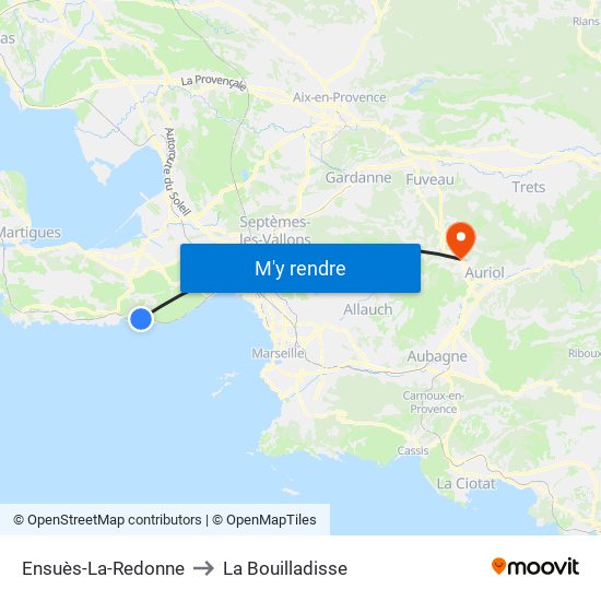 Ensuès-La-Redonne to La Bouilladisse map