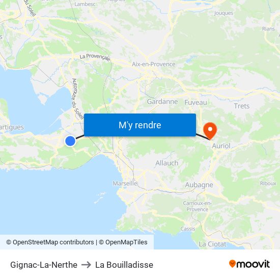 Gignac-La-Nerthe to La Bouilladisse map