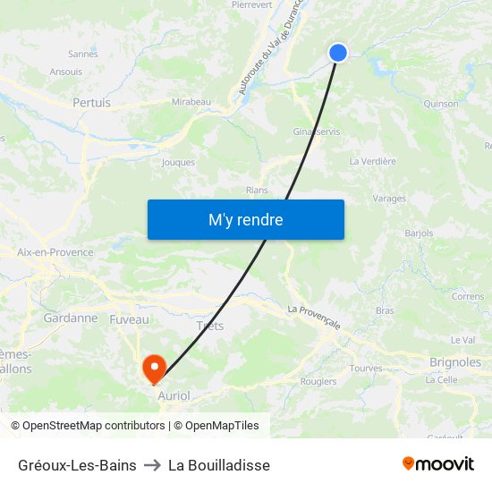 Gréoux-Les-Bains to La Bouilladisse map