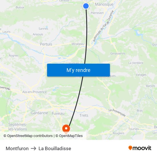 Montfuron to La Bouilladisse map