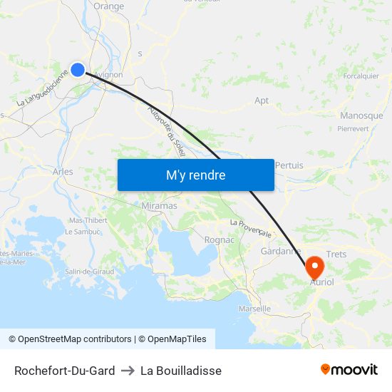 Rochefort-Du-Gard to La Bouilladisse map