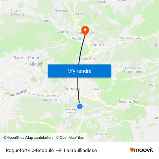 Roquefort-La-Bédoule to La Bouilladisse map