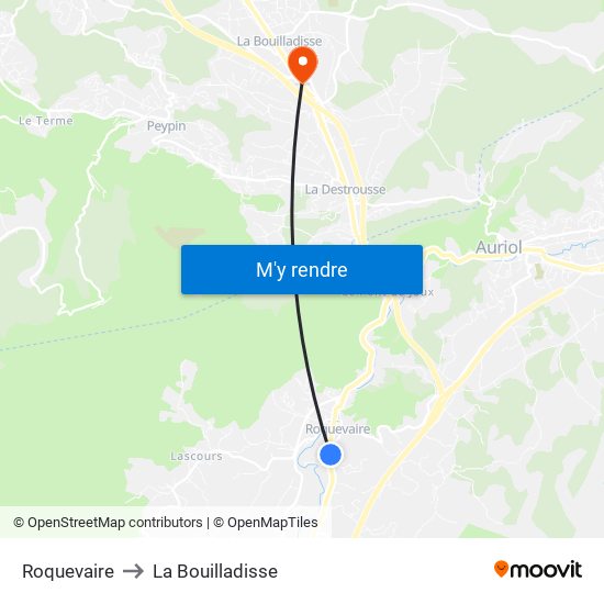 Roquevaire to La Bouilladisse map