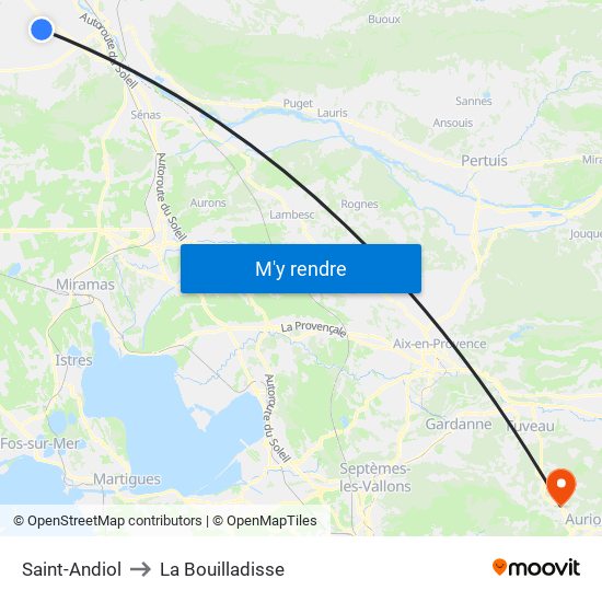 Saint-Andiol to La Bouilladisse map