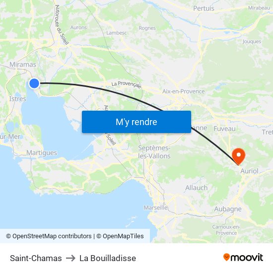 Saint-Chamas to La Bouilladisse map