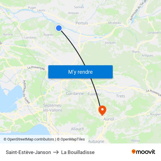 Saint-Estève-Janson to La Bouilladisse map