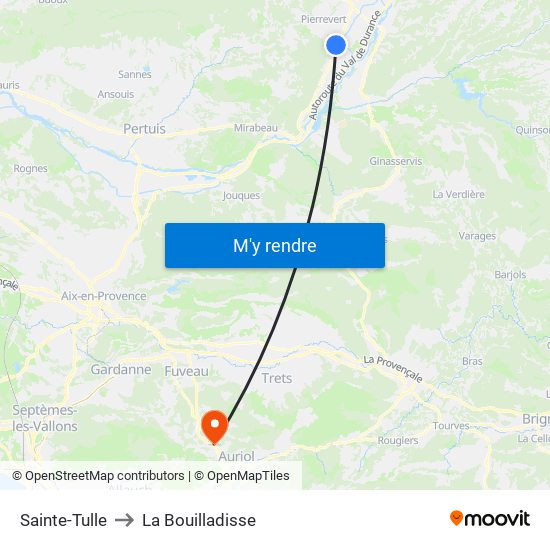 Sainte-Tulle to La Bouilladisse map