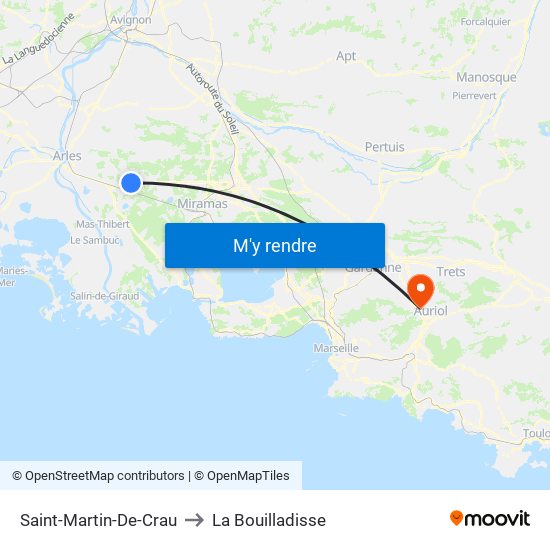 Saint-Martin-De-Crau to La Bouilladisse map