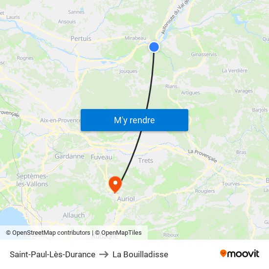 Saint-Paul-Lès-Durance to La Bouilladisse map