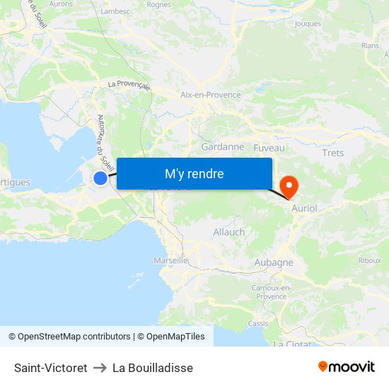 Saint-Victoret to La Bouilladisse map