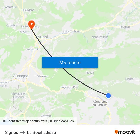 Signes to La Bouilladisse map