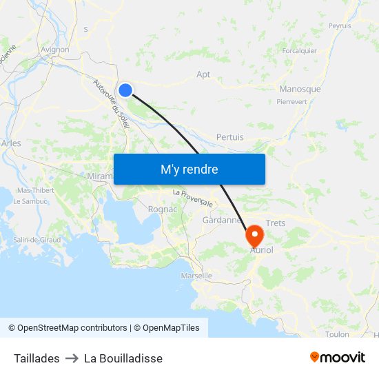 Taillades to La Bouilladisse map