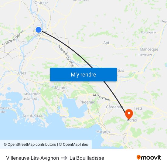 Villeneuve-Lès-Avignon to La Bouilladisse map