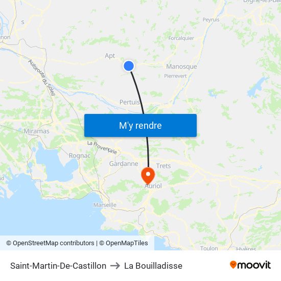 Saint-Martin-De-Castillon to La Bouilladisse map