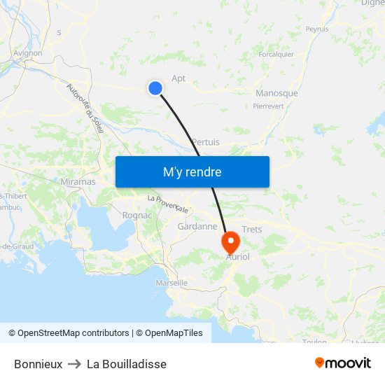 Bonnieux to La Bouilladisse map