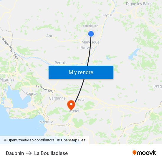 Dauphin to La Bouilladisse map