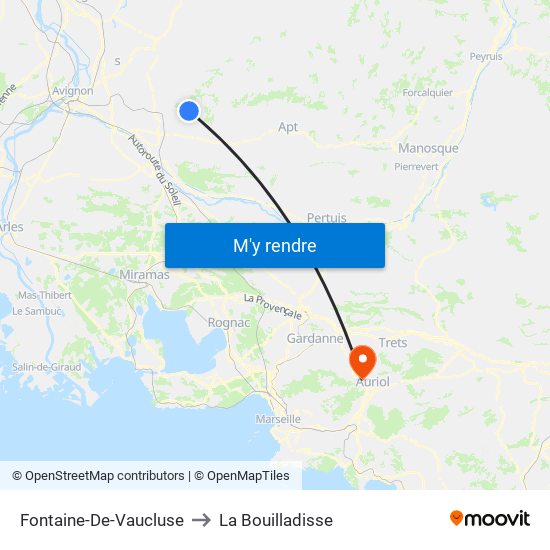 Fontaine-De-Vaucluse to La Bouilladisse map