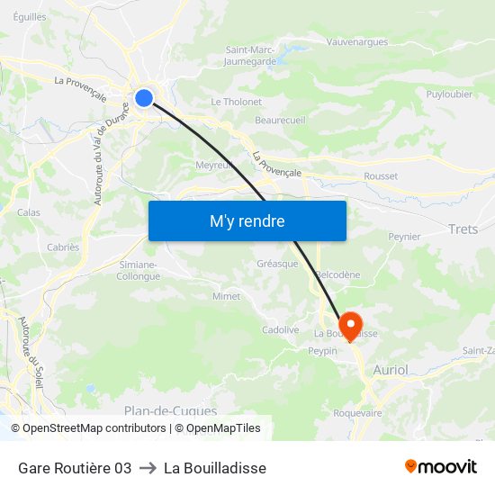 Gare Routière 03 to La Bouilladisse map