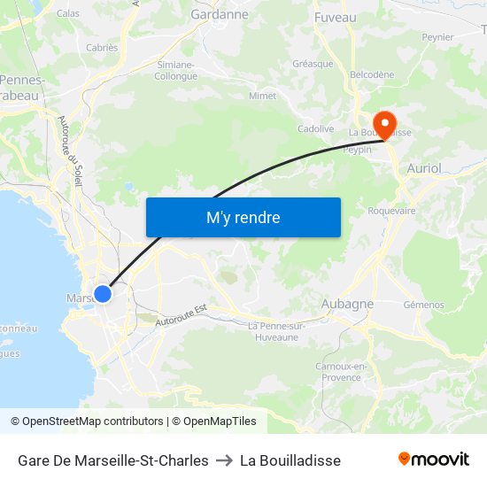 Gare De Marseille-St-Charles to La Bouilladisse map