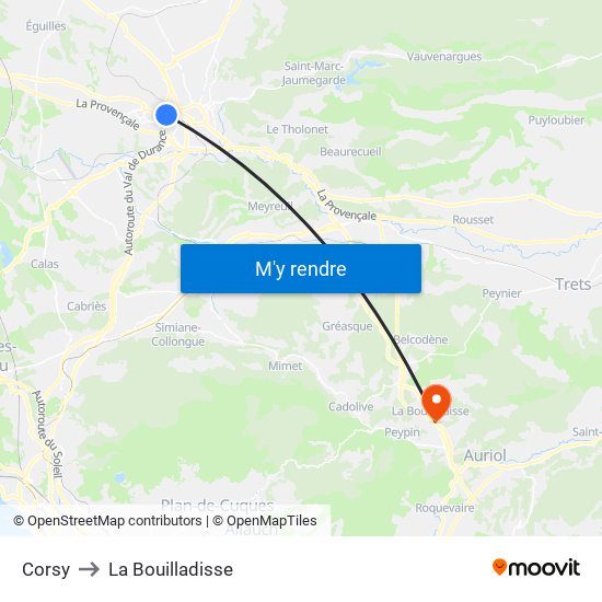 Corsy to La Bouilladisse map