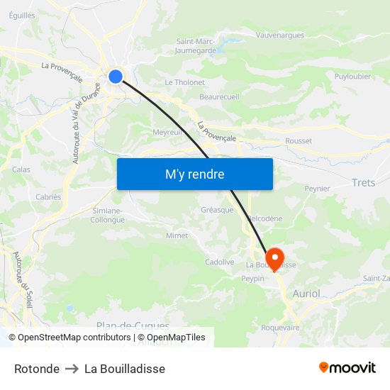 Rotonde to La Bouilladisse map