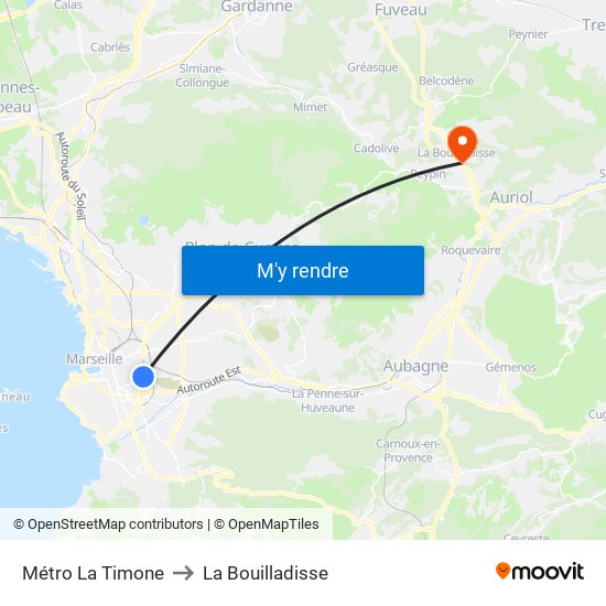 Métro La Timone to La Bouilladisse map