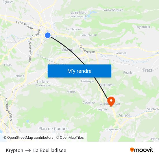 Krypton to La Bouilladisse map