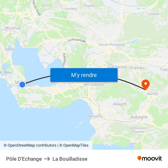 Pôle D'Echange to La Bouilladisse map