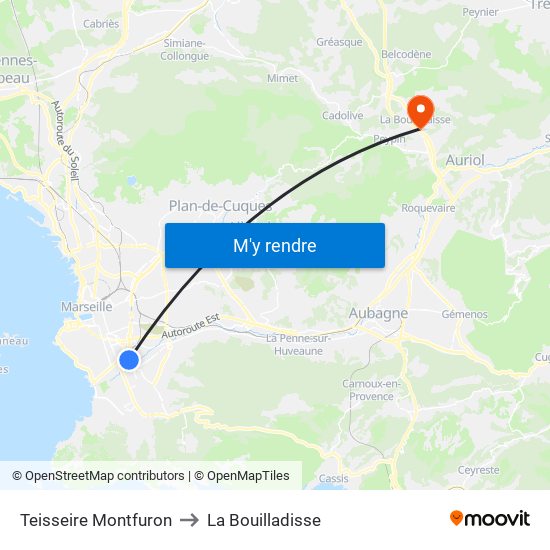 Teisseire Montfuron to La Bouilladisse map
