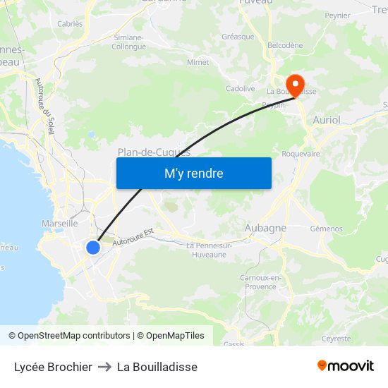 Lycée Brochier to La Bouilladisse map