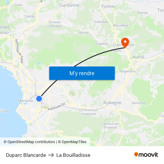 Duparc Blancarde to La Bouilladisse map