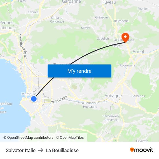 Salvator Italie to La Bouilladisse map