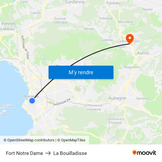 Fort Notre Dame to La Bouilladisse map