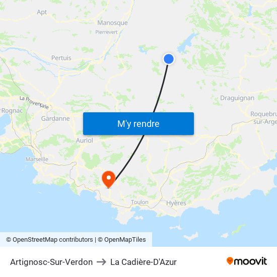 Artignosc-Sur-Verdon to La Cadière-D'Azur map