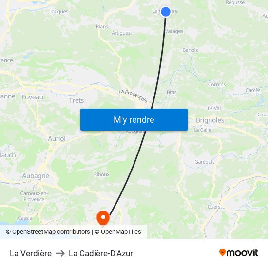 La Verdière to La Cadière-D'Azur map