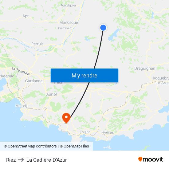 Riez to La Cadière-D'Azur map