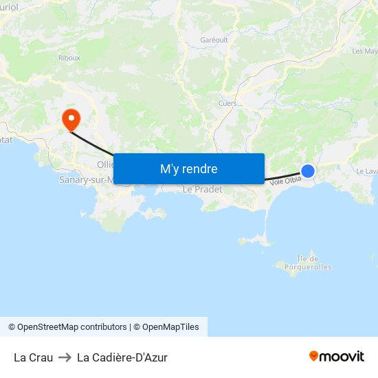 La Crau to La Cadière-D'Azur map