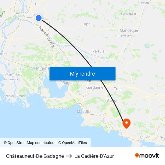 Châteauneuf-De-Gadagne to La Cadière-D'Azur map