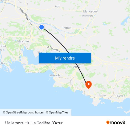 Mallemort to La Cadière-D'Azur map