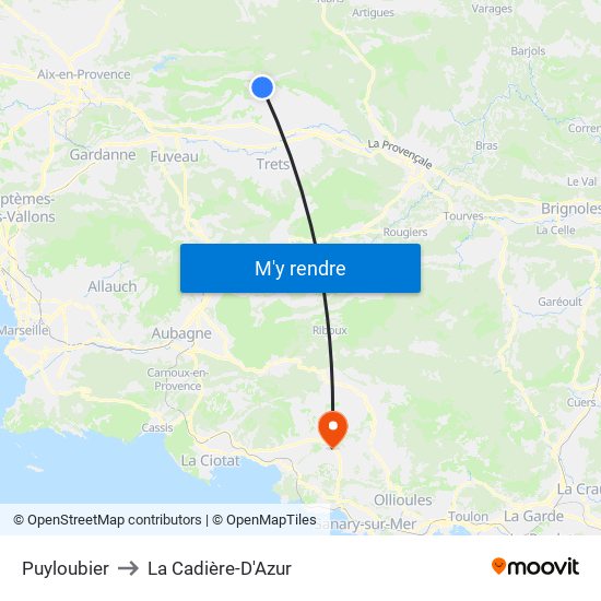 Puyloubier to La Cadière-D'Azur map