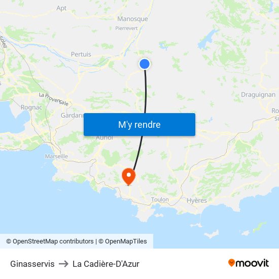 Ginasservis to La Cadière-D'Azur map