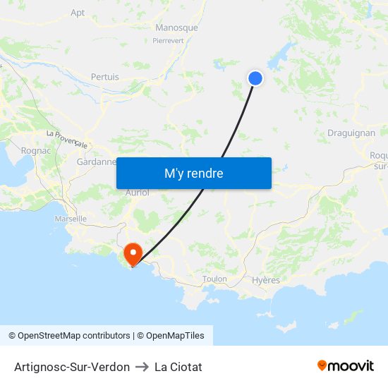 Artignosc-Sur-Verdon to La Ciotat map