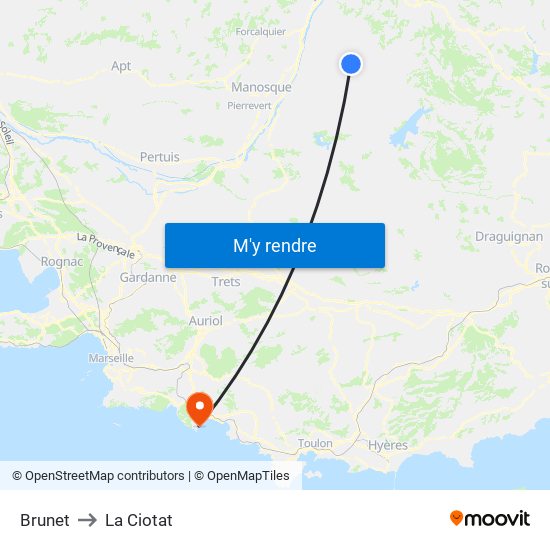 Brunet to La Ciotat map